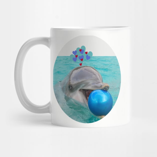 beautiful image of a dolphin playing happily with a beach ball by JENNEFTRUST